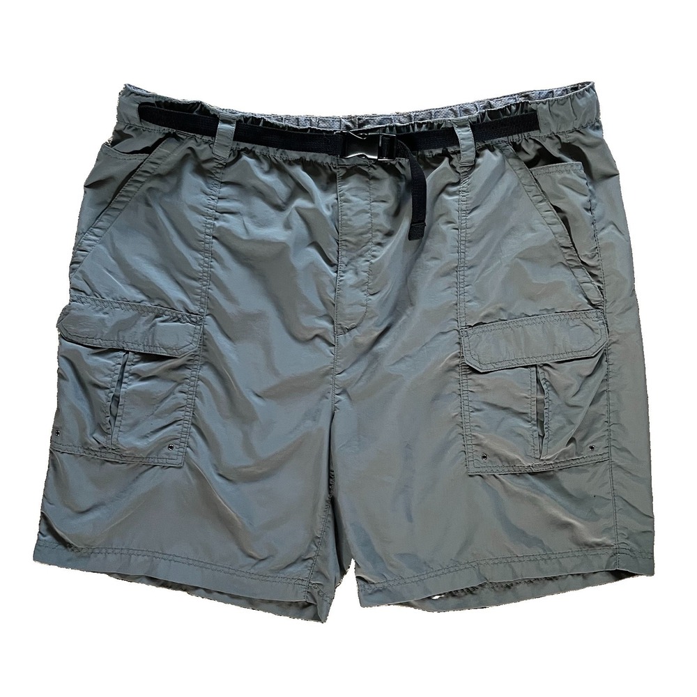 Croft & Barrow Mens XXL Gray Nylon Cargo Hiking Shorts Belted Quick Dry Outdoor